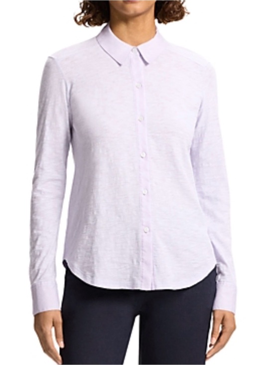 Theory Tops - Theory Classic Long-Sleeve Button-Up Shirt in Light Lilac